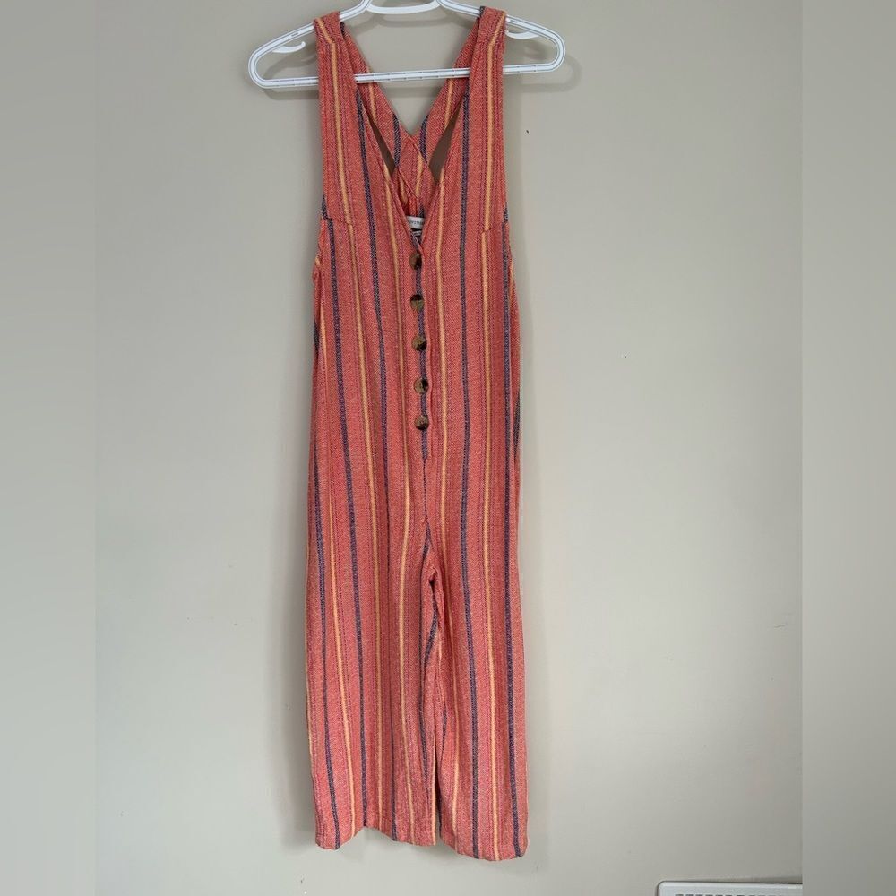 Urban Outfitters Cotton Orange Striped Jumpsuit